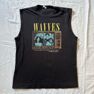 “Wavves” band graphic tee, black with graphic on front, sleeveless